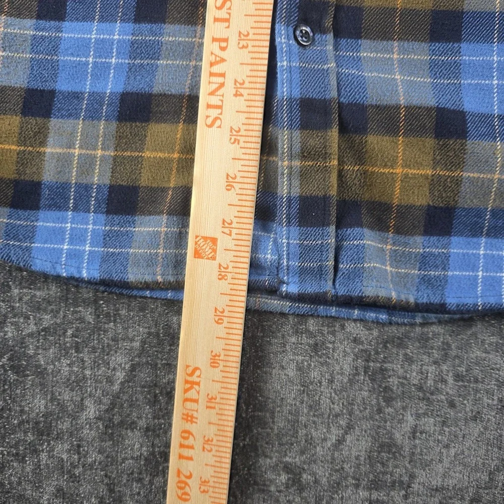North Face Plaid Flannel Shirt Mens Medium Blue Hiking Camping Dual Pocket M